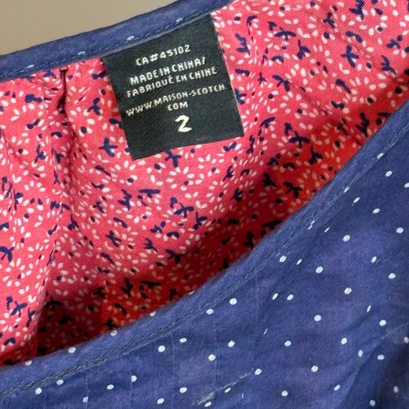 Maison Scotch Navy Blue Polka Dot Dress size 2 fits size Medium - Picture 6 of 10